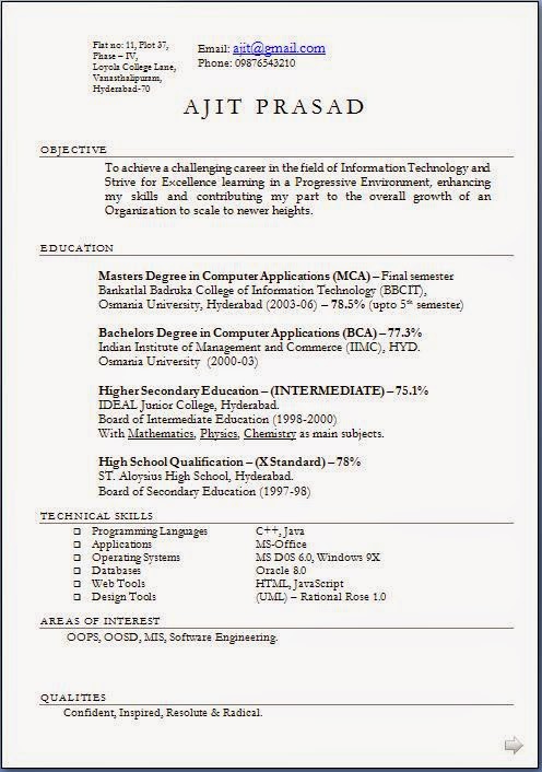 Sample of good resume for fresh graduate